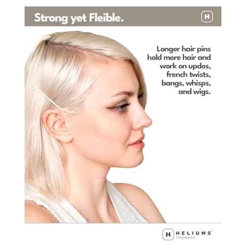 Heliums Large Bobby Pins - Platinum White - 2.5 Inch Extra Long Wavy Hair Pins - 24 Pack