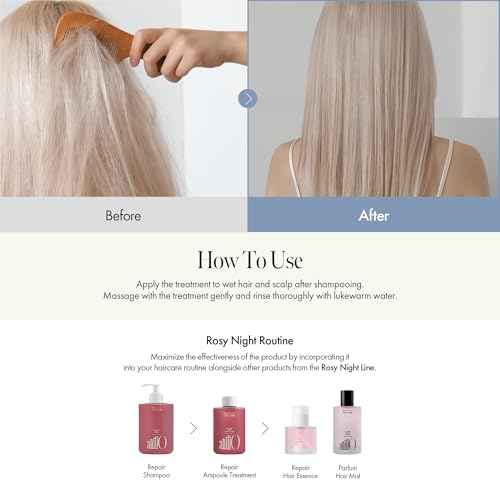 Rosy Night Hair Ampoule Treatment for Damaged Hair ? Water-to-Cream Repair Formula with Peptides & Amino Acids ? Frizz Control, Color Safe, Silicone-Free, Floral Musk Scent ? 6.76 fl oz