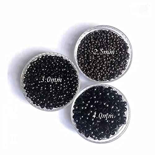 1000Pcs Non-Silicone Nano Ring Nano Lined Beads for Nano Ring Hair Extensions Hair Tinsel Feather Hair Extensions (2.5mm, Black)