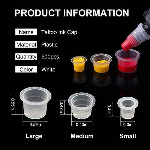 Rayyl Tattoo Ink Caps - 300PCS Pigment Tattoo Ink Cups Mixed #9 Small #13 Medium #16 Large Plastic Disposable Pigment Ink Cups...¡¦