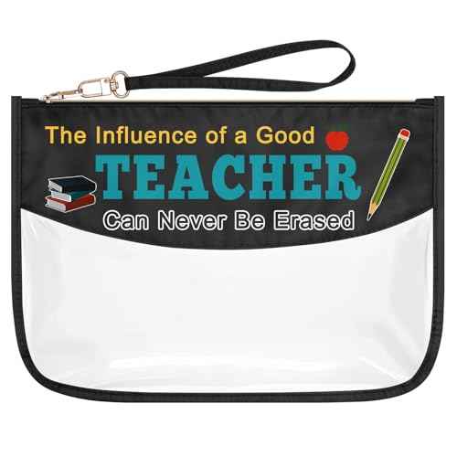 Teacher Appreciation Gifts Clear Makeup Bag Thank You Gifts for Teacher Birthday Christmas Teacher's Week Graduation Leaving Retirement Gift Cosmetic Tote Bag Zipper Travel Pouch