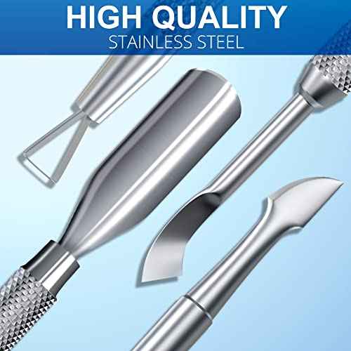2PCS Metal Silver Cuticle Pusher and Scraper, Nail Trimmer Cutter Stainless Steel Gel Scraper Tool, Nail Polish Remover Peeler Durable Salon Manicure Pedicure Cleaner for Fingernail and Toenail
