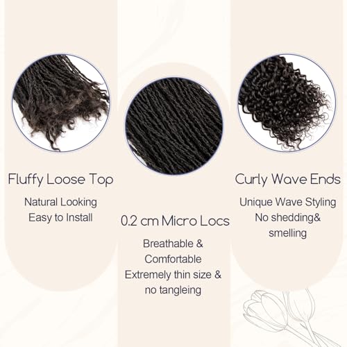 Teresa 0.2cm Micro Sister loc Extensions Human Hair Micro Locs Extensions Human Hair Interlocking Sisterlocks Sister Locs Curly Ends 100% Real Human Hair Dreadlock Extensions£¨18 Inch 30 Strands£©