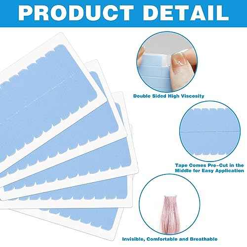 CANIPHA 120Pcs Hair Extension Tape Double Sided Hair Tape, Adhesive Replacement Tape for Hair Extensions, Human Hair Tape Tabs Tape in Tape Extension Replacement Wig Tape, Wig Tape Beauty Tools(Blue)