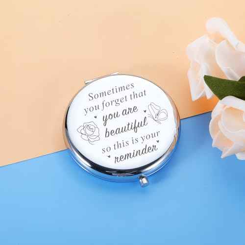 Mirror Stocking Stuffers for Women, Stocking Stuffers for Young Women Inspirational Compact Mirror Gifts for Women Daughter Christmas Birthday Valentines Day Gifts for Her Female Friends Coworkers