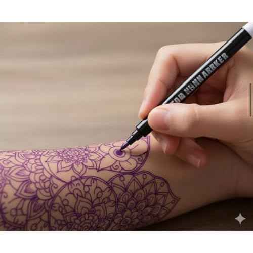 Element Tattoo Supply Body Marker Pens - Temporary Tattoo Markers for Skin, Body Safe & Washable Skin Scribes for Tattooing, Sketching & Freehand Drawing, Purple Bold Tip, 5 Pack