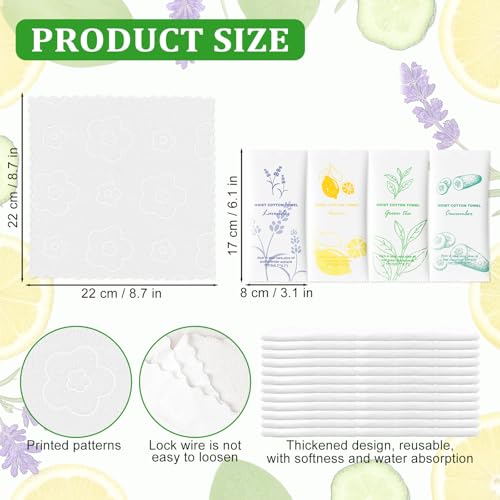 Moist Cotton Towel Bulk Moist Towelettes Individually Wrapped,White Towel Services,Refreshment Pre Moistened Towels for Dentist Travel Sport Party Hotel 240£¬Lavender,Green tea, Lemon and Cucumber