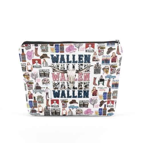 TBT Inspired Make Up Bag Cosmetic Bag for Women Western Country Music Lover Gift Merch Vintage Cute Cowgirl Graphic Cowboy Skull Bag for Friends Female Birthday Christmas