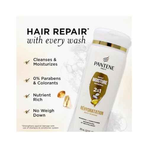 Pantene PRO-V Daily Moisture Renewal 2 in 1 Shampoo + Conditioner, 12 oz