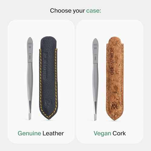 GERMANIKURE Slanted Tweezers in Leather Case - Made in Solingen Germany