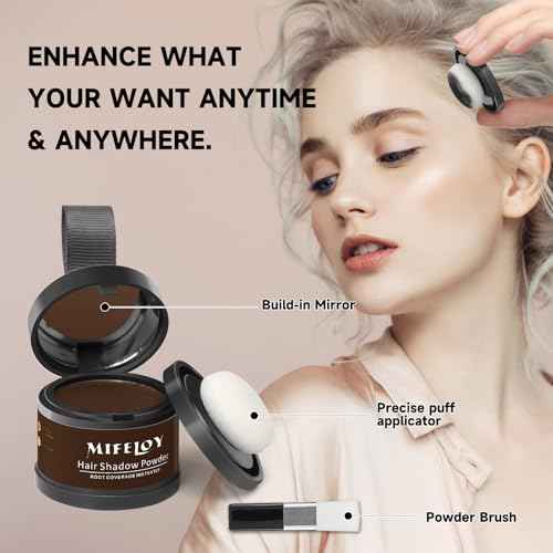 2 Pack Root Touch Up and Gray Coverage Powder for Hair, Beard, Eyebrow, and Thinning Hairline - Dark Brown