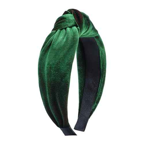 Christmas Knotted Headbands Irish Green Velvet Headband Headbands for Women and Girls Saint Patty's Day Hair Costume Green Accessories Head Band for Holidays Girls Gifts Wide Knot Hairbands