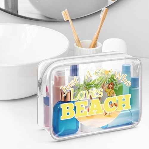 Beach Gifts for Her Beach Lover Clear Makeup Bags with Zipper Beach Trip Gifts for Women Beach Bachelorette Party Decorations Cosmetic Travel Bag Organizer Beach Themed Birthday Christmas Gifts