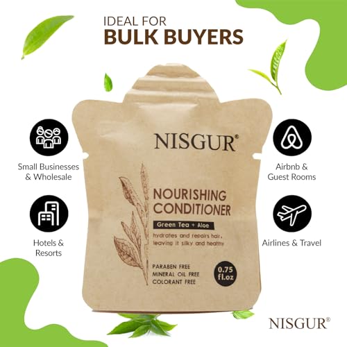 Conditioner Bulk 0.75 oz 200 Pack No PlasticHotel Conditioner Paper Pouch Travel Size Aloe and Green Tea Extract Infused