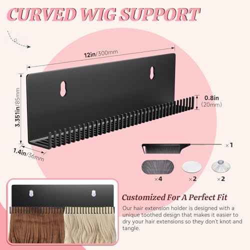 Hair Extension Holder for Styling Hair Stands Stainless Steel Hair Extension Display Hair Hanger Tool for Washing, Clip-In, Tape-In Extensions, Coloring and Blow-Drying of Weft