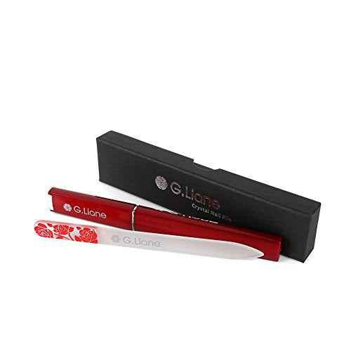 Premium Glass Nail File with Case Professional Crystal Fingernail Files Perfect Manicure Set for Women Men Kids Nail Care Gift Set(Rose Red)