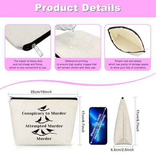 Crow Lover Gift Makeup Bag Crow Gift Cosmetic Bag Bird Lover Gift Bird Watching Gift Crow Themed Gift Crow Christmas Graduation Birthday Gift For Friend Daughter Zipper Travel Bag