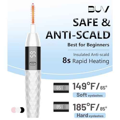 Heated Eyelash Curlers - Heated Lash Curler Best Seller Electric Eyelash Curler Rechargeable for 24H Long Lasting Natural Eyelashes, 4 Heating Modes, 8S Fast Heating, White
