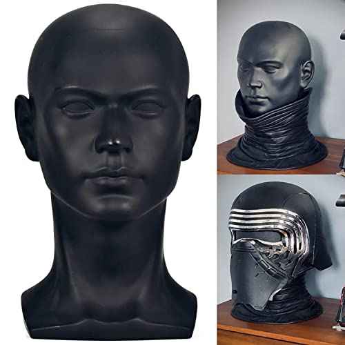 FanLin Male Mannequin Head Professional Manikin Head for Display Wigs Hats Headphone Mask Sunglasses Jewelry and Scravat Display Stand (Matte-Black)