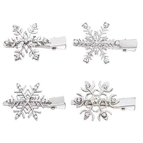 Christmas Hair Clips Hairpin Rhinestone Snowflake Alligator Hair Clips Xmas Holiday Party Hairpin Hair Barrette Hair Accessories For Woman (silver)