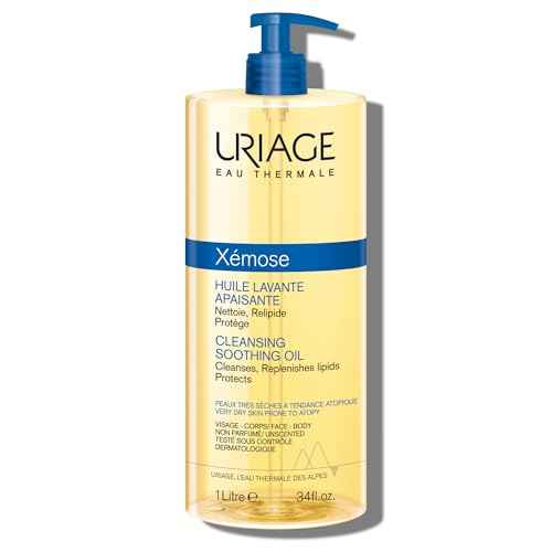 URIAGE X?mose Cleansing Soothing Oil | Mild Foaming Nourishing Gel-in-oil, Face & Body, Fragrance & Soap-Free