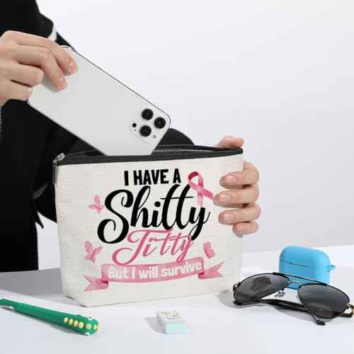ZHAMEN Breast Cancer Survivor Gift Ideas Makeup Bag Get Well Soon Gift for Women Makeup Pouch Breast Cancer Awareness Gifts Cancer Care Gifts for Women Birthday Christmas Cosmetic Travel Bag