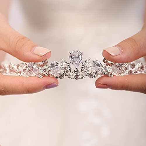JWICOS Silver Crystal Queen Tiara and Crown for Women and Girls Fairytale Rhinestones Wedding Hair Accessories for Brides