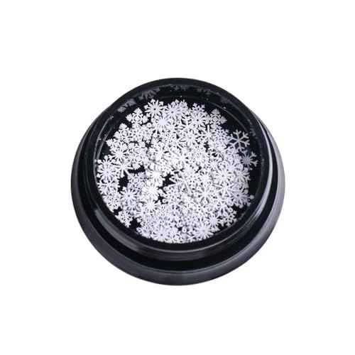 Snowflake Christmas Nail Glitter Sequins, 3D White Snowflake Glitter for Nail Winter DIY Nail Decals Glitter Nail Accessories for Xmas Nail Art Decoration Charms 1 Box