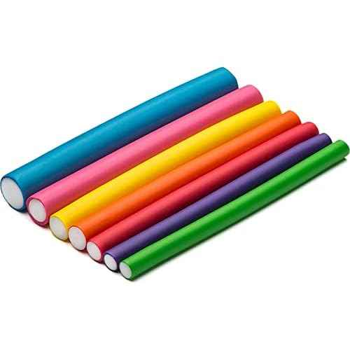 Salon Heatless Flexible Hair Rollers Curlers 42-pack 7" Soft Foam Flexi Twist Curling Rods for Short Long Hair