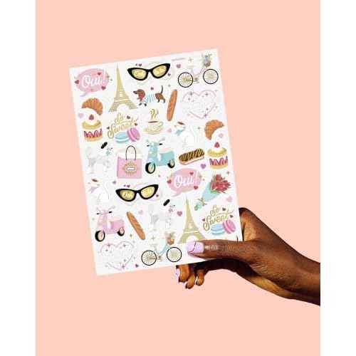 xo, Fetti Paris Themed Party Temporary Tattoos - 61 Foil Styles | Parisian Birthday Decorations, Ooh La La Party Accessory, Eiffel Tower Theme Favor, Cute Macaron Gift + Pink Baby Shower Supplies