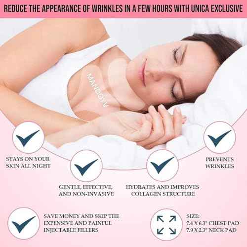 Neck Wrinkle Patches ? Silicone Pads for Chest & D?collet?, Reusable Anti Ageing Skincare Patches for Overnight Hydration & Wrinkle Smoothing ? 4 Pcs