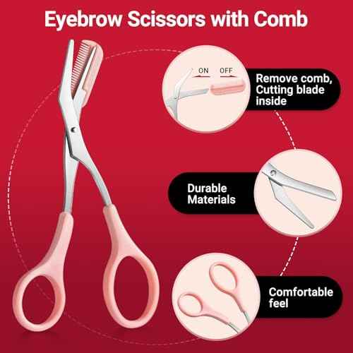 TsMADDTs Tweezers for Women Facial Hair, 8 in 1 Eyebrow Kit with Tweezers, Eyebrow Trimmer Scissors, Razor, Brush with Travel Bag, Hair Plucking Daily Beauty Tools