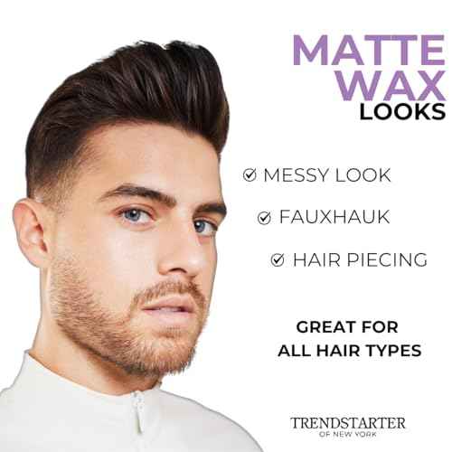 TRENDSTARTER - MATTE WAX (4oz) - Firm Hold - Matte Finish - Water Based All-Day Hold Hair Styling Pomade ? Flake-Free Styling Wax for All Hair Types