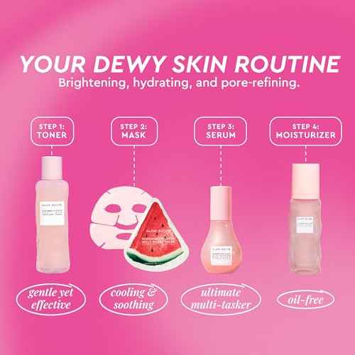 Glow Recipe Watermelon Glow Dewy Skin Routine Kit - Full Size Dew Drops Serum, Full Size Pink Juice Moisturizer, Travel Size PHA+BHA Pore-Tight Toner & Watermelon Jelly Sheet Mask (4 Count)