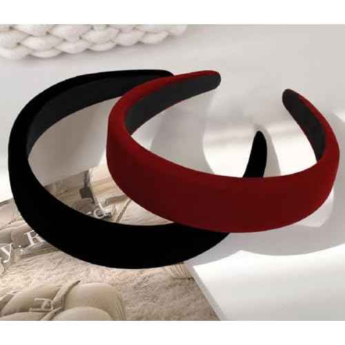 Black Velvet Headband for Women - Non Slip Thick 1.3 Inches Wide Headband for Women's Hair Fashion Accessory
