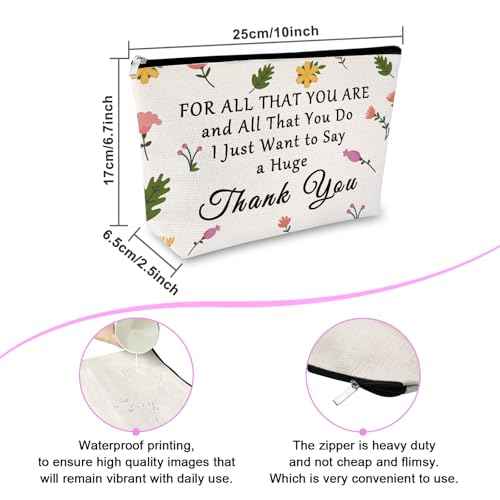 Thank You Gifts Makeup Bag for Women Appreciation Gifts for Coworker Employee Retirement Presents for Teacher Nurse Secretary Christmas Birthday Presents Ideas Mothers Day Cosmetic Pouch for Mom