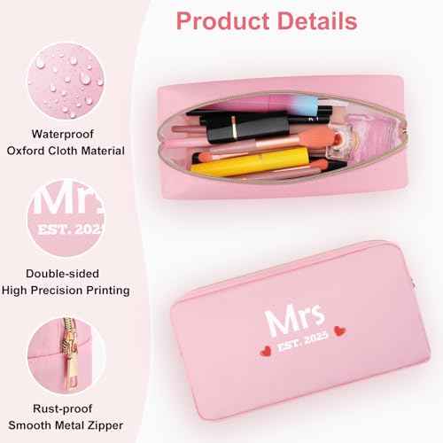Heigebi Bridal Shower Gifts for Bride Oxford Cloth Makeup Bag Wedding Bachelorette Bride Gifts Valentine¡¯s Day Engagement Gift for Her Girlfriends Bestie Bride to Be Gifts Travel Makeup Pouch