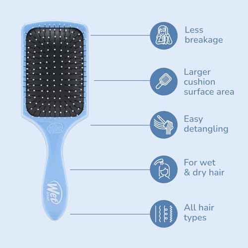 Wet Brush Paddle Detangler Hair Brush, Sky, Ultra-Soft IntelliFlex Bristles with AquaVent Design, Great For Treatment & Mask Application, Women, Men, Wet, Dry and Damaged Hair