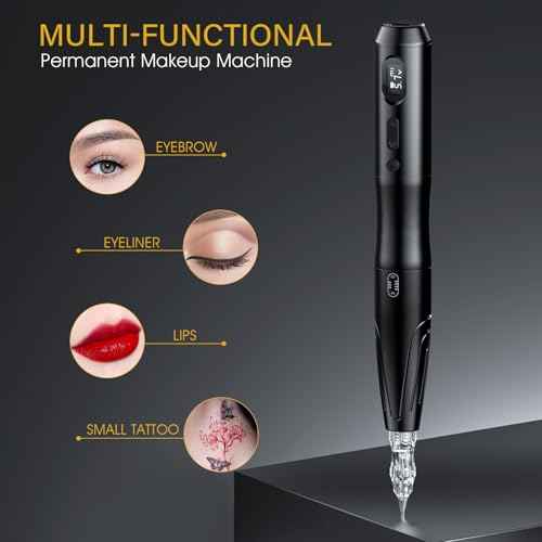 BIOMASER S20 Tattoo Gun Wireless Permanent Makeup Machine kit,Extra Grip for tattooing 10pcs Cartridges Needles for Eyebrow Lip Eyeliner Ombre Powder Brows Microshading Supplies