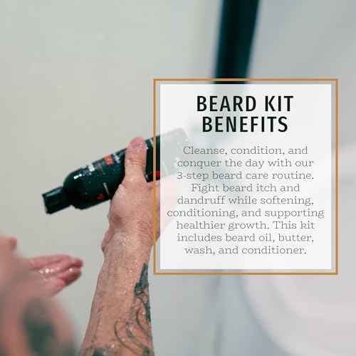 Live Bearded Complete Beard Grooming Kit - Wash, Conditioner, Butter and Oil - Made in the USA with All-Natural Ingredients - Mens Groom Set | 1880 Scent - Bourbon, Bitters, Citrus