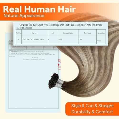 Full Shine K Tip Hair Extensions Real Human Hair 3 Medium Brown Ombre to 8 Ash Brown and 22 Honey Blonde U Tip Hair Extensions Human Hair 40 Grams 14 Inch Remy Hair for Women