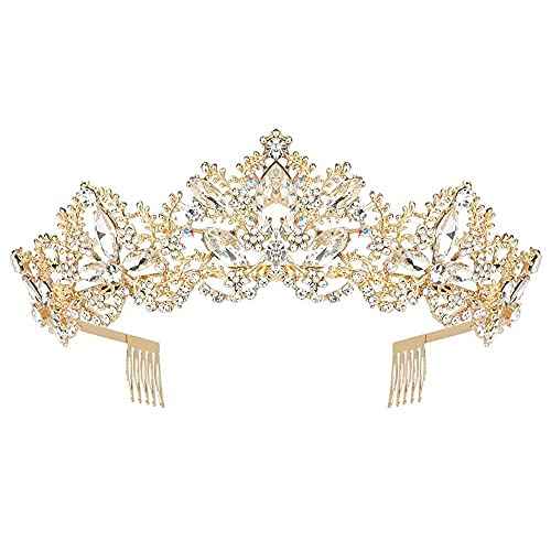 Didder Bridal Tiara Gold Tiaras for Women, Crystal Tiaras and Crowns for Women Princess Tiaras for Girls Birthday Crown for Prom Wedding Party Halloween Costume Hair Accessories Christmas Gift