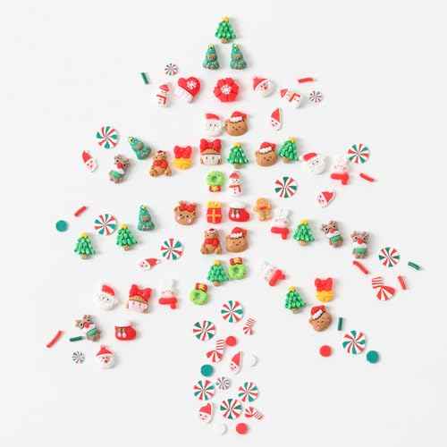 Christmas Acrylic Nail Charm 3D Christmas DIY Christmas Tree, Snowflakes, Reindeer, Bell Nail Art Accessories Christmas Nail Art Decoration Women and Girls