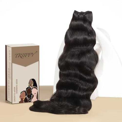 TRIIPPY Real Raw Cambodian Natural Wavy Bundles Human Hair,100% Cambodian Raw Hair Sew in Weave Single Bundle,Triple The Lifespan Over Regular Virgin Hair Bundle,No.1 Raw Hair Brand On Amazon(14 Inch)