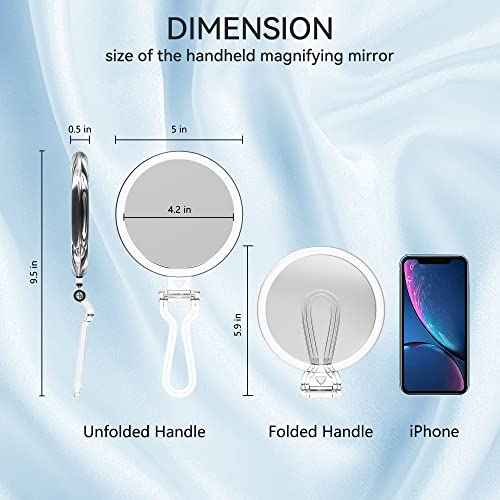 B Beauty Planet 30X Magnifying Mirror for Travel with Handle, Double-Sided 1X/30X Magnification Hand Mirror for Makeup,Travel Mirror for Desk 5 Inches