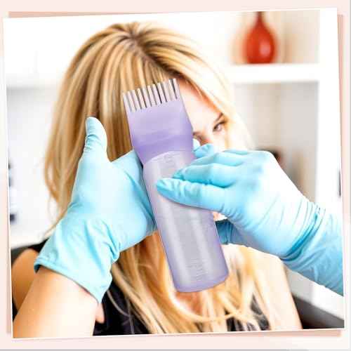 Pimoys Root Comb Applicator Bottle 6 Ounce Hair Oil Applicator 2 Pack Applicator Bottle for Hair Dye Bottle Applicator Brush with Graduated Scale, Purple