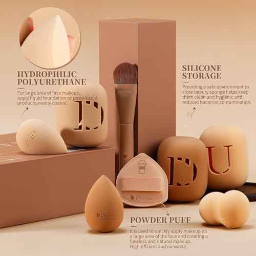 DUcare Makeup Brushes Set 14Pcs Coffee Series Makeup Brush set with Makeup Sponges Gifts Foundation Blending Face Powder Blush Eye Shadows Brushes