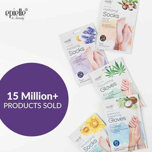 Epielle Relaxing Foot Masks 6 Pairs, Deep Moisturizing Socks for Dry Feet & Cracked Heels, Relieve and Soften with Melatonin & Lavender Extract, Korean Skin Care, Foot Spa, Self Care Gifts for Women