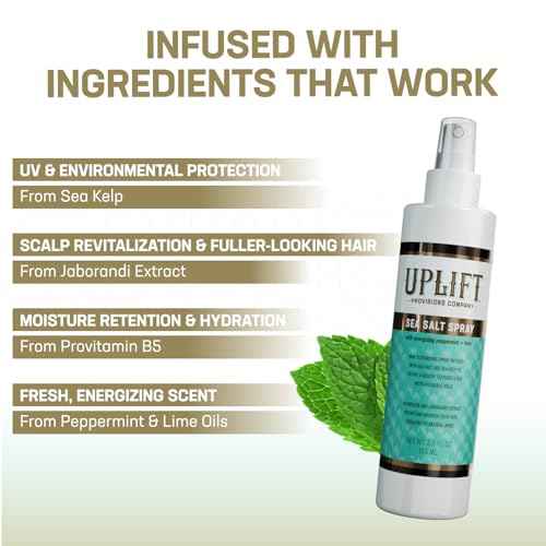 Uplift Provisions Company Sea Salt Spray - Versatile Texture Spray for Hair to Achieve Perfect Beach Waves, Amplify Curly Hair, or Boost Volume in Fine or Thin Strands - 5.5 oz
