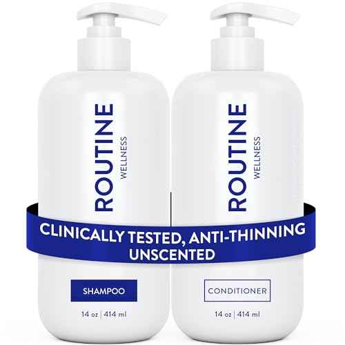 Routine Wellness Anti-Thinning Shampoo and Conditioner Set for Thinning Hair - Biotin DHT Blocker Women & Men - Color Safe Shampoo for Hair Loss & Healthier Hair - Unscented (Pack of 2)